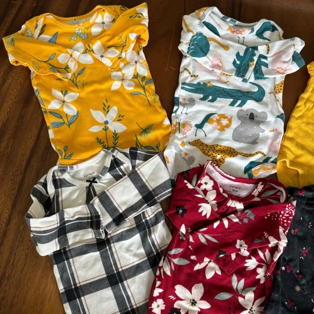 Carter’s Baby Girl Set of 6 Onesies Bundle size 6M